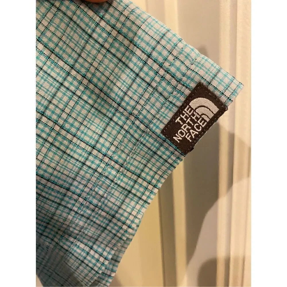 The North Face Mens Large Short Sleeve Plaid Shirt Blue Casual Outdoors Hiking
